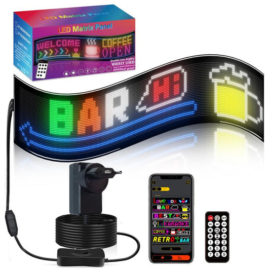 32x192 Pixels Double Row Ultra-Thin Waterproof LED Flexible Advertising Matrix Display Screen, 93 x 20cm