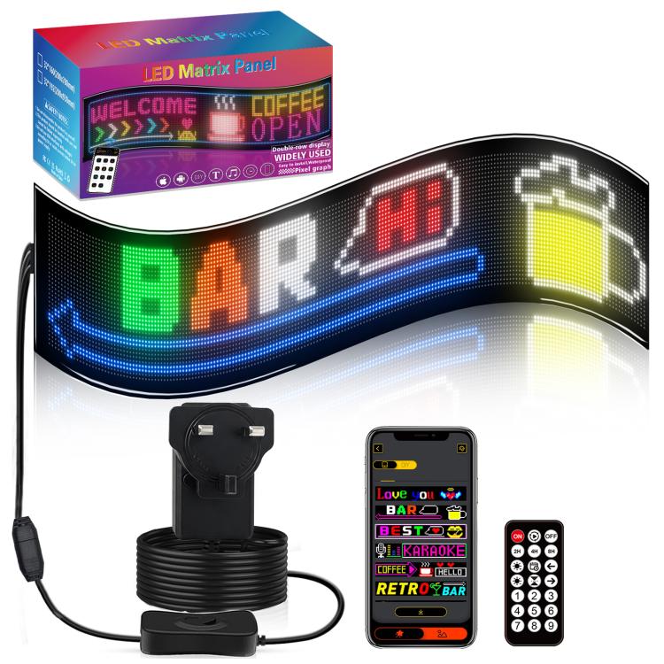 32x192 Pixels Double Row Ultra-Thin Waterproof LED Flexible Advertising Matrix Display Screen, 93 x 20cm
