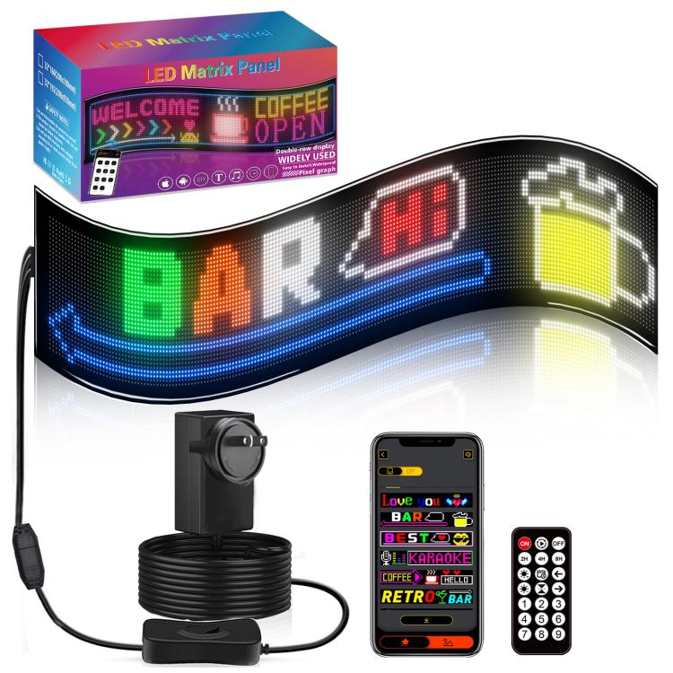 32x192 Pixels Double Row Ultra-Thin Waterproof LED Flexible Advertising Matrix Display Screen, 93 x 20cm