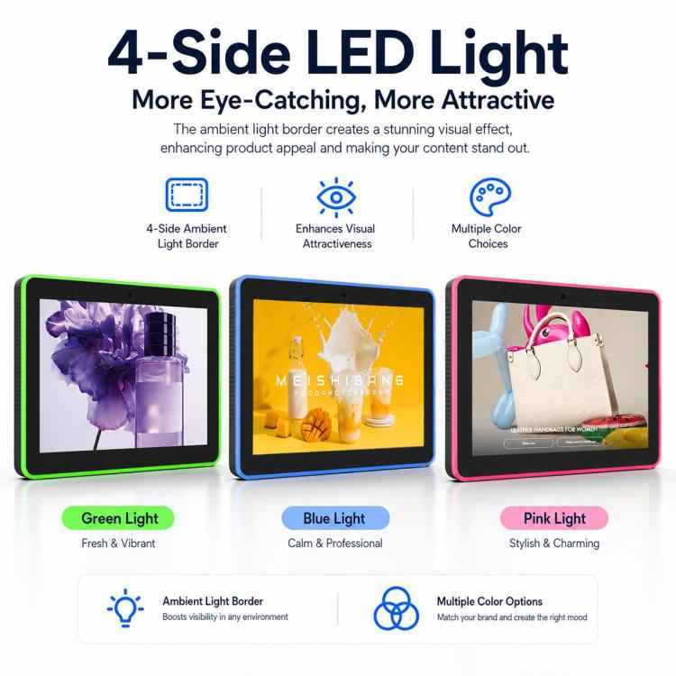 WA8058T 8 inch HD Touch Screen Digital Signage with Light, 2GB+16GB, Android 11 RK3568 Quad Core, EU Plug, UK Plug, US Plug