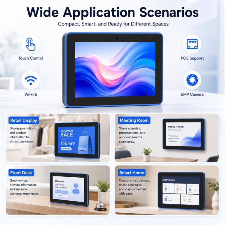 WA8058T 8 inch HD Touch Screen Digital Signage with Light, 2GB+16GB, Android 11 RK3568 Quad Core, EU Plug, UK Plug, US Plug