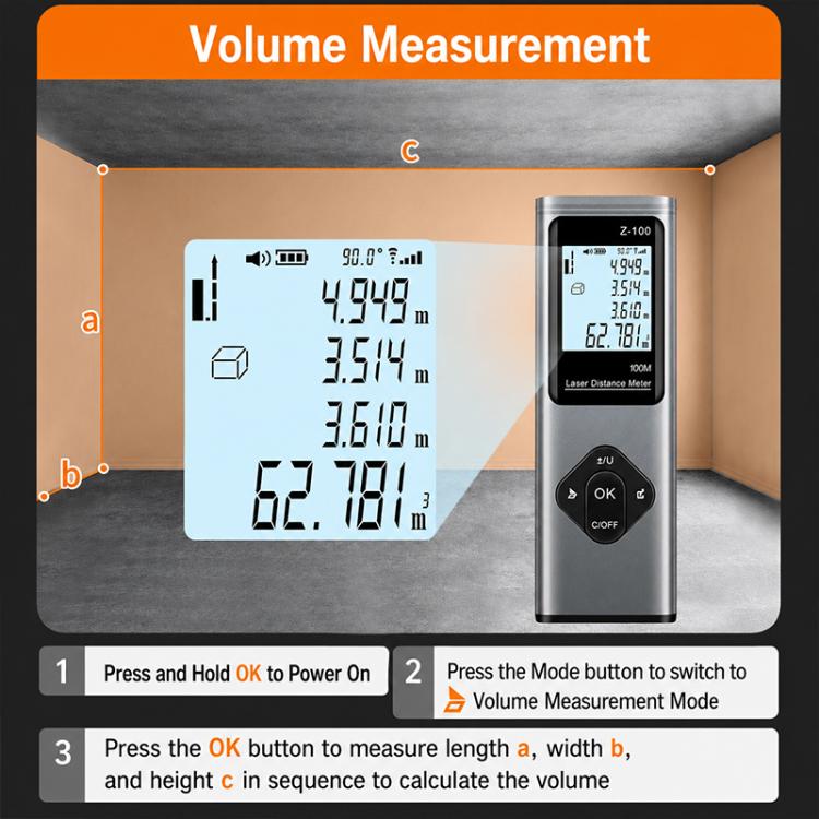 3 in 1 Crosshair Laser Rangefinder Digital Measuring Ruler, 40m