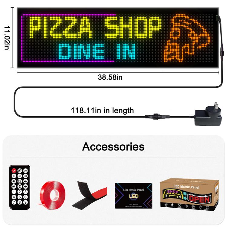 32x128 Pixels Dual Row Ultra-Thin LED Flexible Advertising Matrix Display Screen, Size: 98 x 28cm, 98 x 28cm