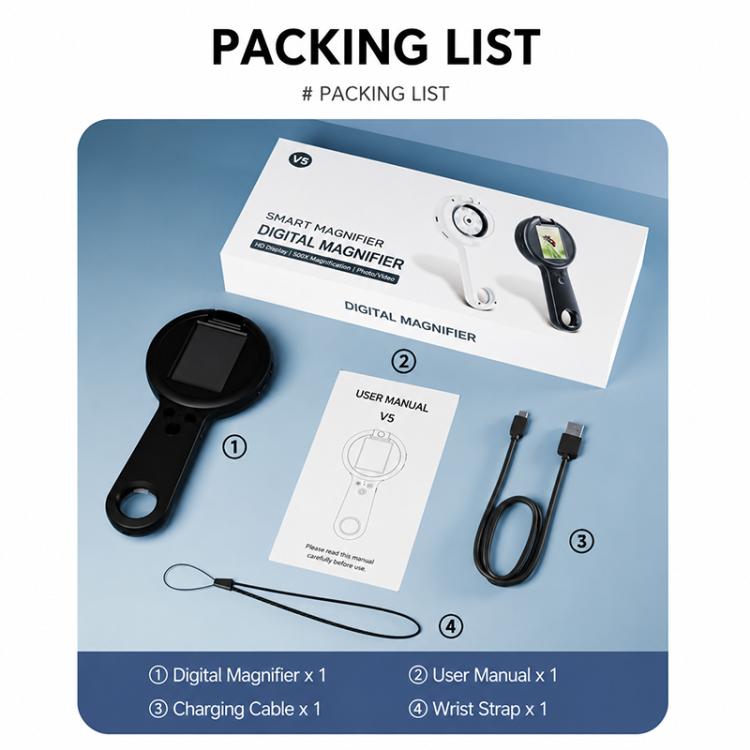 V5 500X 2.4-inch IPS Screen Handheld Smart Magnifier