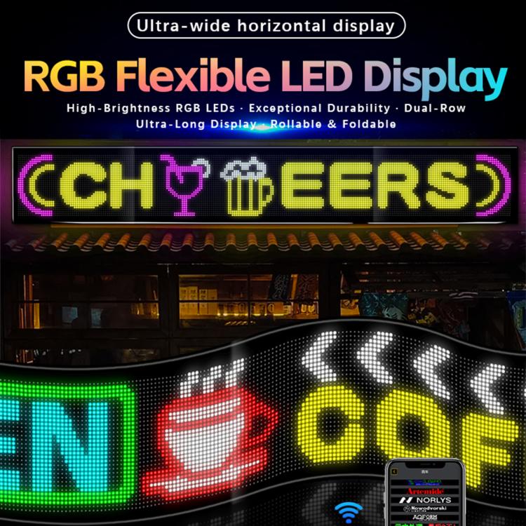 32x256 Pixels Dual Row Ultra-Thin LED Flexible Advertising Matrix Display Screen, Size: 192 x 28cm, 192 x 28cm