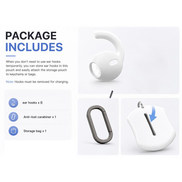 XDcase 6 Pairs Silicone Anti-slip Sports Ear Covers with Storage Case & Carabiner, For AirPods Pro 3