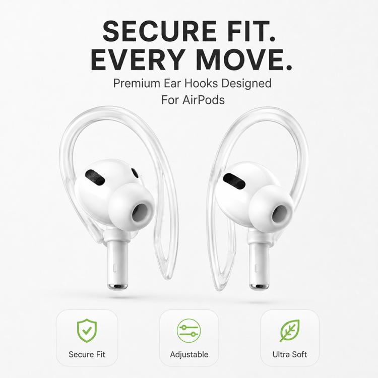 XDcase 3 Pairs Soft Rubber Anti-slip Sports Ear Hooks, For AirPods 3/2/1 & Pro 3/2/1