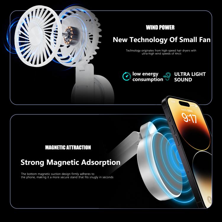 F20 Portable Magnetic Folding Fan with LED