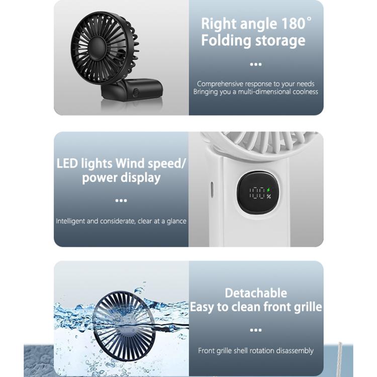 F11 Folding Handheld Fan with LED Display & Lanyard