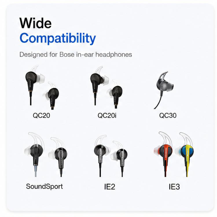 XDcase 3 Pairs Replacement Silicone Ear Tips with Wing, S/M/L Size, For BOSE QC30 / QC20 / QC20i