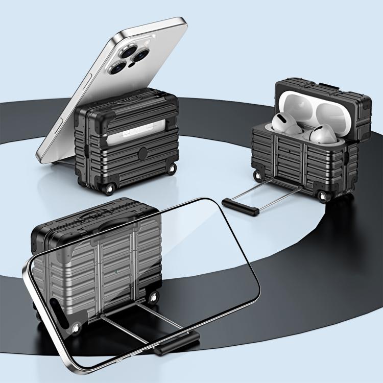 XDcase Suitcase Design PC Hybrid TPU Earphone Case with Holder, For AirPods Pro 3, For AirPods Pro 2 / 1