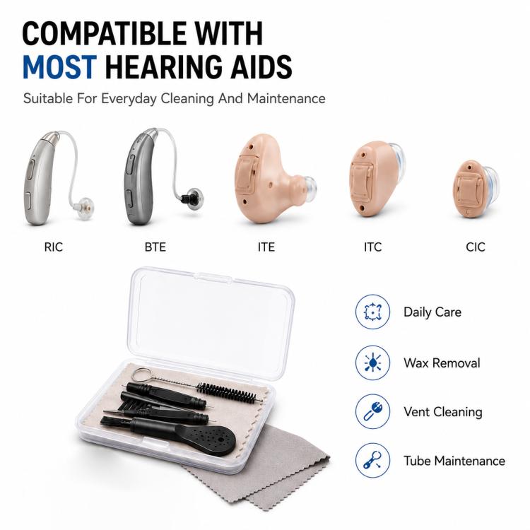 XDcase 8 in 1 Hearing Aid Cleaning Tools Kit