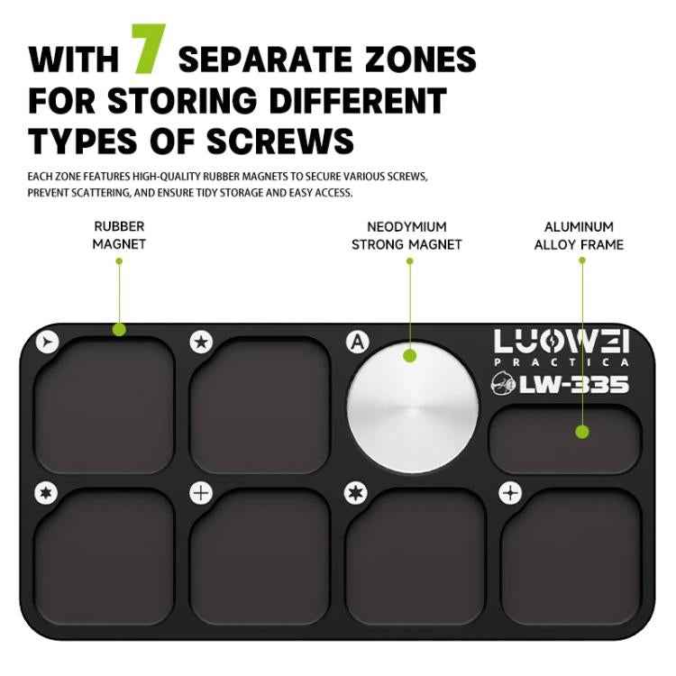 LUOWEI LW-335 7-Separate Zones Aluminum Alloy Screw Magnetic Storage Board, LW-335