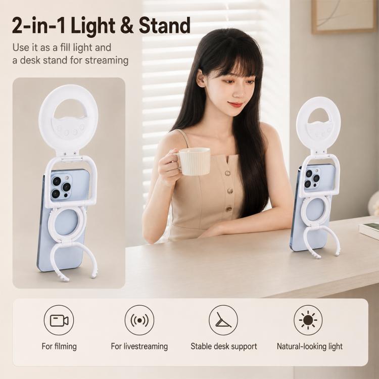 Multifunctional Portable Foldable Magnetic Fill Light Phone Holder
