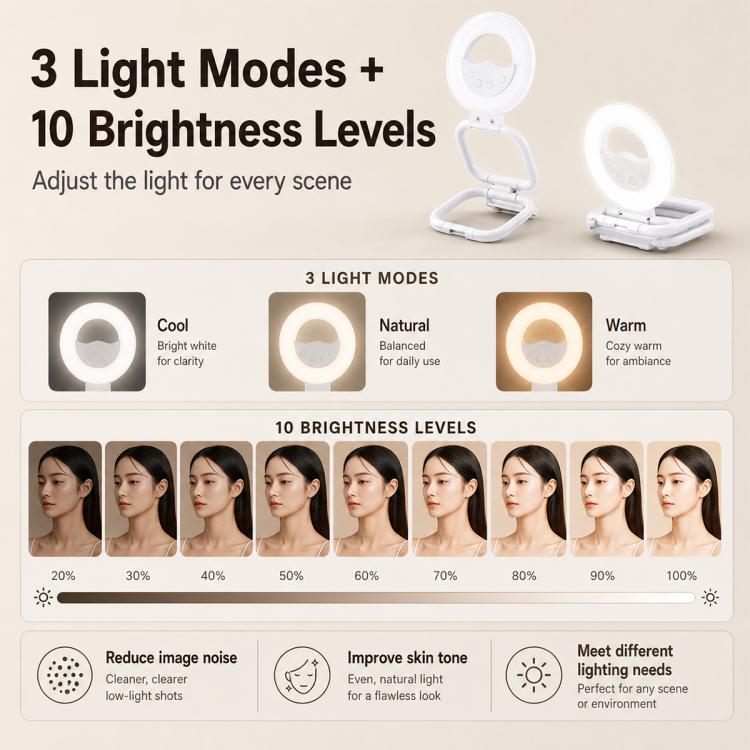 Multifunctional Portable Foldable Magnetic Fill Light Phone Holder