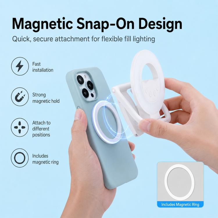 Multifunctional Portable Foldable Magnetic Fill Light Phone Holder