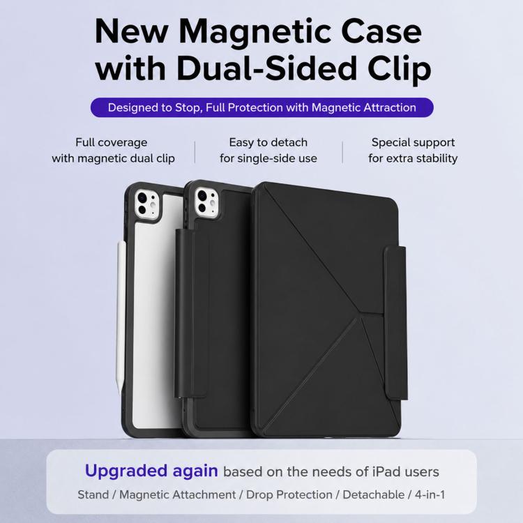 XDcase Detachable Frame Dual-Sided Magnetic Smart Tablet Leather Case with Pencil Holder, For iPad Air 11 2026/2025/2024, For iPad 2025 / 2022, For iPad mini 2024 / 2021, For iPad Pro 11 2022/2021/2020/2018, For iPad Air 10.9 2022 / 2020