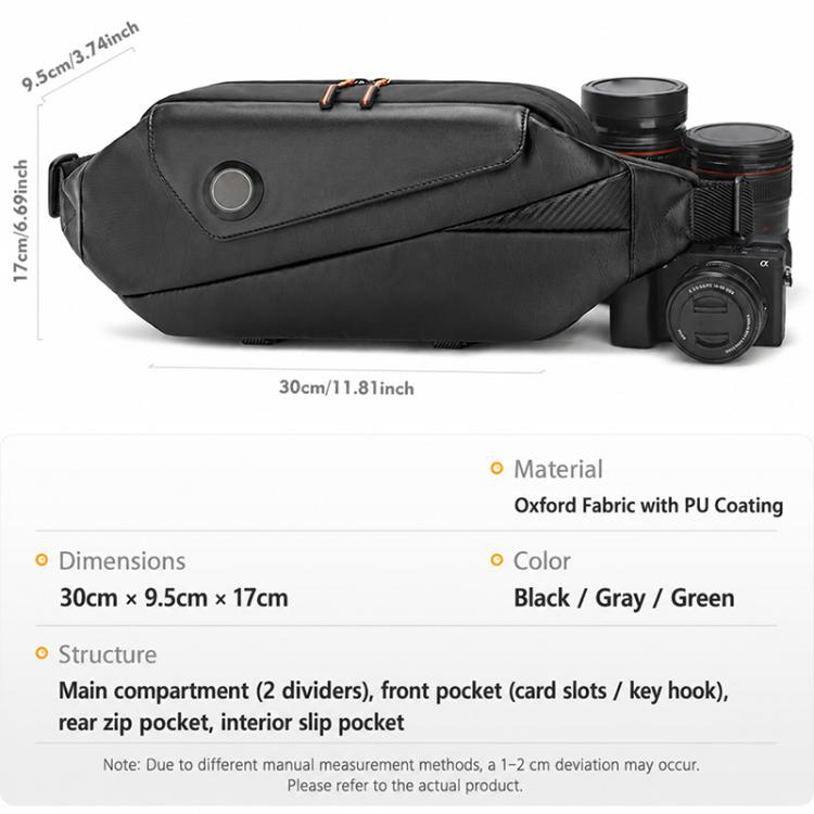 Camera Sling Chest Bag Multifunction Photography Shoulder Bag, 30 x 9.5 x 17cm