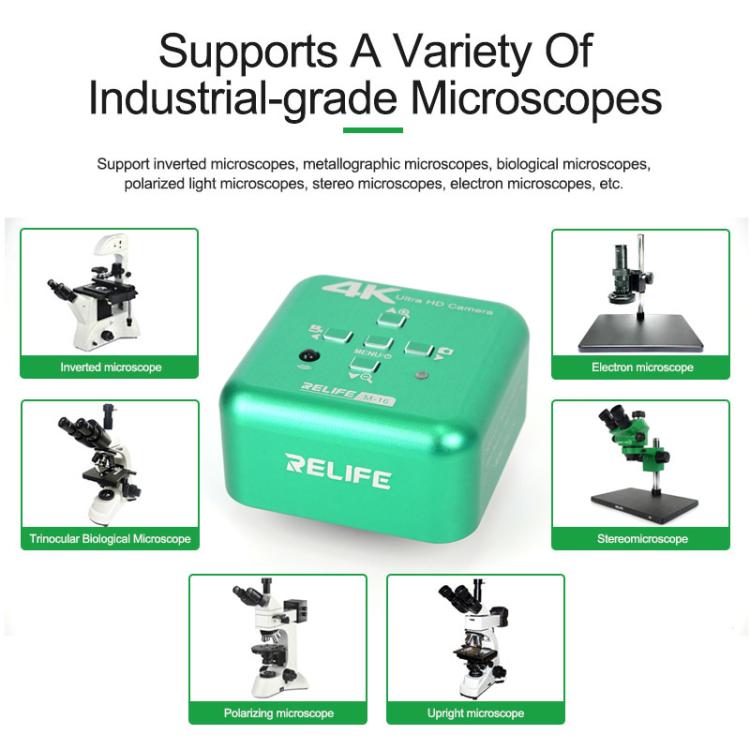 RELIFE M-16 HD 4K 30fps Industrial Grade Electronic Microscope Camera, RELIFE M-16 EU Plug, RELIFE M-16 US Plug