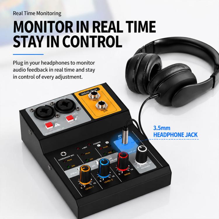 F-2A Multi-function Professional 2-way Recording Mixer USB Live Streaming Sound Card, F-2A
