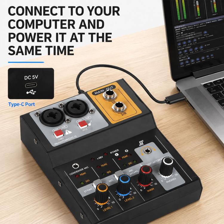 F-2A Multi-function Professional 2-way Recording Mixer USB Live Streaming Sound Card, F-2A