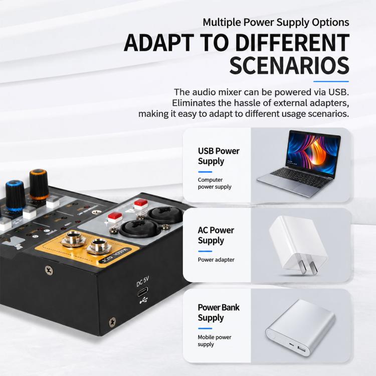 F-2A Multi-function Professional 2-way Recording Mixer USB Live Streaming Sound Card, F-2A