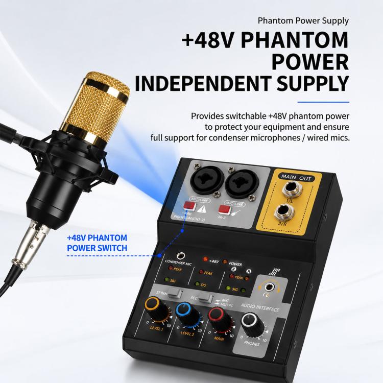 F-2A Multi-function Professional 2-way Recording Mixer USB Live Streaming Sound Card, F-2A