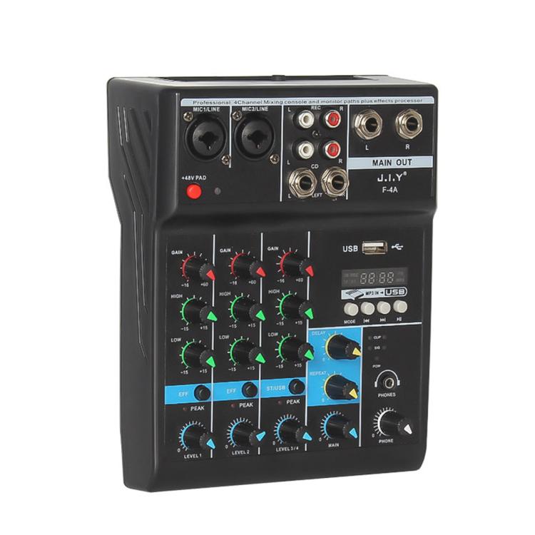 F-4A Multi-function Professional 4-way Recording Mixer Bluetooth Live Streaming Sound Card, EU Plug, UK Plug, US Plug, without Plug