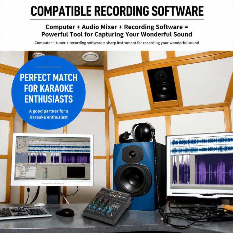 F-4A Multi-function Professional 4-way Recording Mixer Bluetooth Live Streaming Sound Card, EU Plug, UK Plug, US Plug, without Plug
