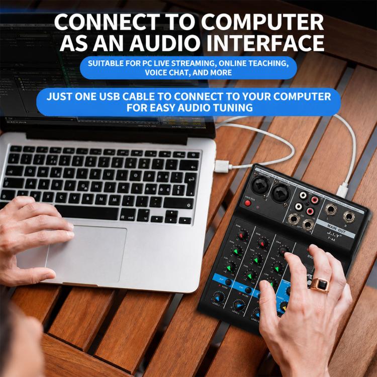 F-4A Multi-function Professional 4-way Recording Mixer Bluetooth Live Streaming Sound Card, EU Plug, UK Plug, US Plug, without Plug