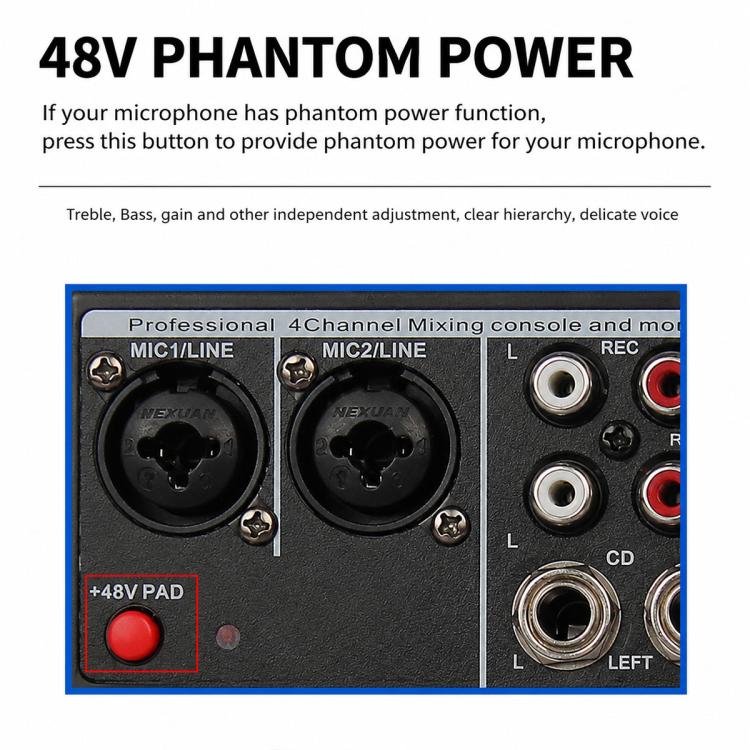 F-4A Multi-function Professional 4-way Recording Mixer Bluetooth Live Streaming Sound Card, EU Plug, UK Plug, US Plug, without Plug