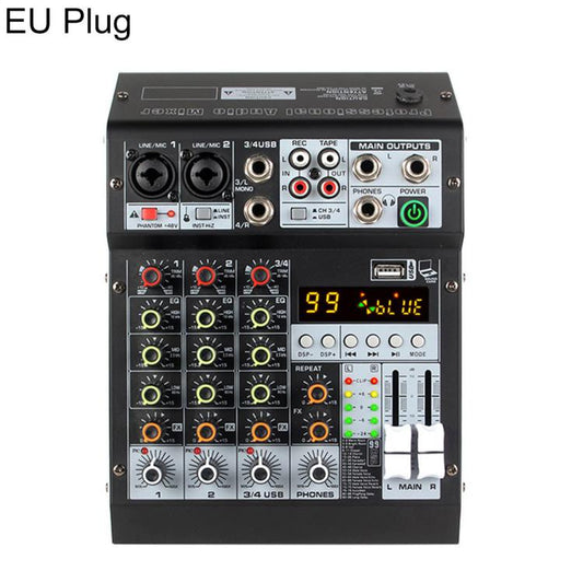 TP-4M 4-Channel Multi-function Professional Recording Mixer Bluetooth Sound Card, EU Plug, UK Plug, US Plug