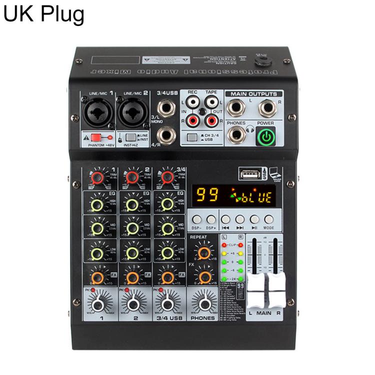 TP-4M 4-Channel Multi-function Professional Recording Mixer Bluetooth Sound Card, EU Plug, UK Plug, US Plug