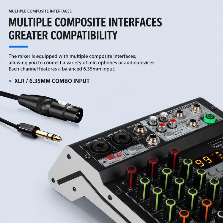 TP-4M 4-Channel Multi-function Professional Recording Mixer Bluetooth Sound Card, EU Plug, UK Plug, US Plug