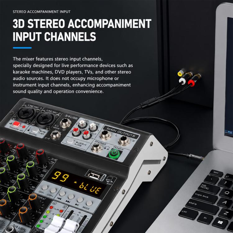 TP-4M 4-Channel Multi-function Professional Recording Mixer Bluetooth Sound Card, EU Plug, UK Plug, US Plug