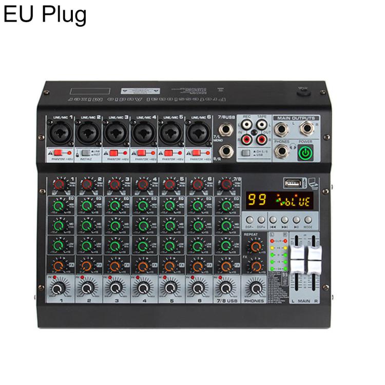 TP-8M 8-Channel Multi-function Professional Recording Mixer Bluetooth Sound Card, EU Plug, UK Plug, US Plug