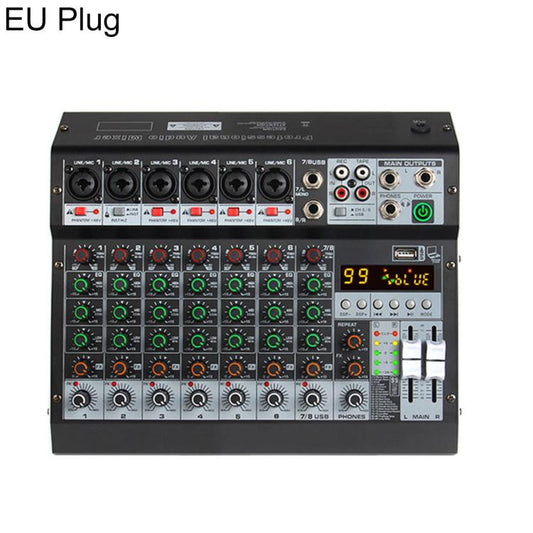 TP-8M 8-Channel Multi-function Professional Recording Mixer Bluetooth Sound Card, EU Plug, UK Plug, US Plug