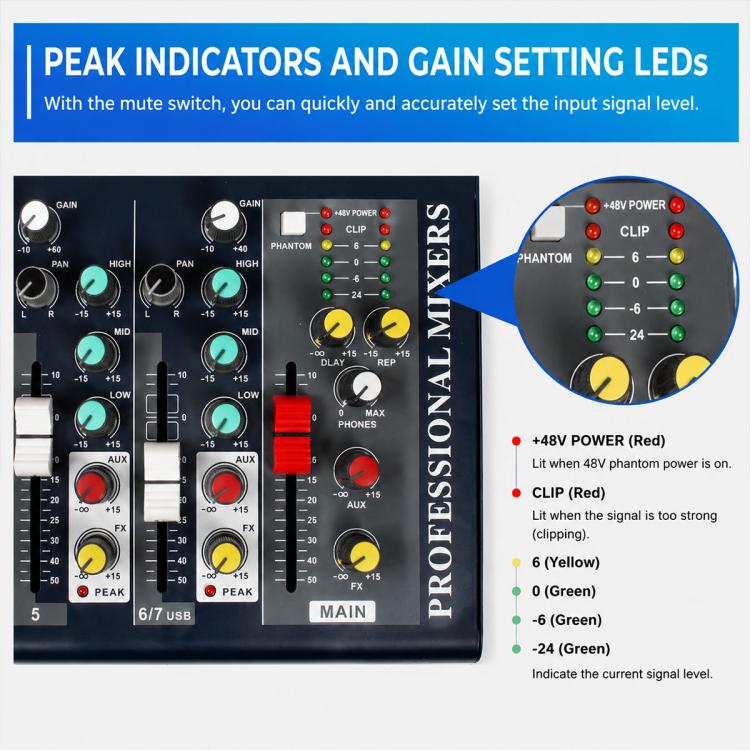 F7 7-Channel Multi-function Professional Bluetooth Live Streaming Mixer, EU Plug, UK Plug, US Plug