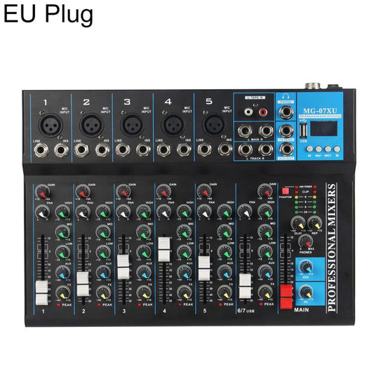 MG-07 7-Channel Multi-function Professional Bluetooth Live Streaming Recording Mixer, EU Plug, UK Plug, US Plug