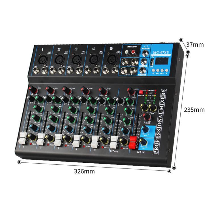 MG-07 7-Channel Multi-function Professional Bluetooth Live Streaming Recording Mixer, EU Plug, UK Plug, US Plug