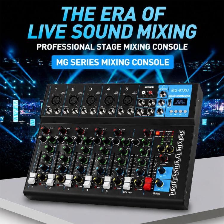 MG-07 7-Channel Multi-function Professional Bluetooth Live Streaming Recording Mixer, EU Plug, UK Plug, US Plug