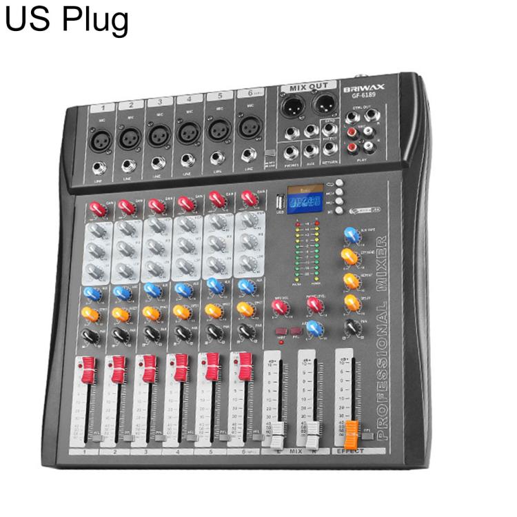 CT-6 6-Channel Professional Bluetooth Mixer with Amplifier, EU Plug, UK Plug, US Plug