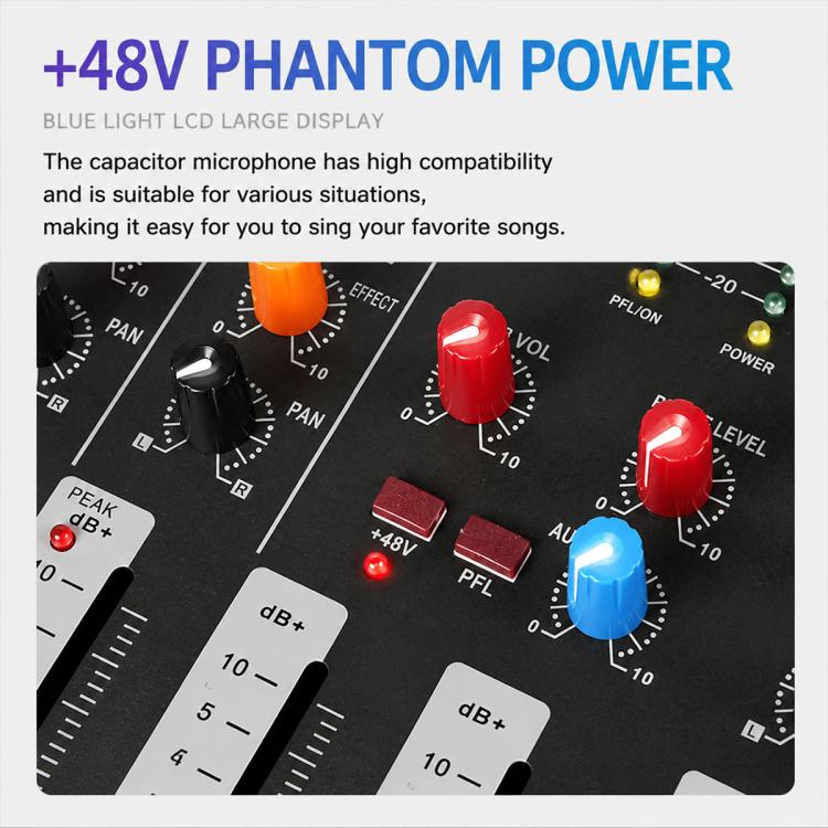 CT-6 6-Channel Professional Bluetooth Mixer with Amplifier, EU Plug, UK Plug, US Plug
