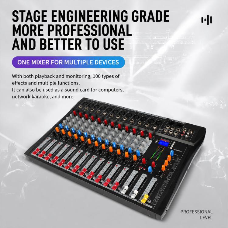 CT-12 12-Channel Professional Bluetooth Recording Live Streaming Mixer, EU Plug, UK Plug, US Plug