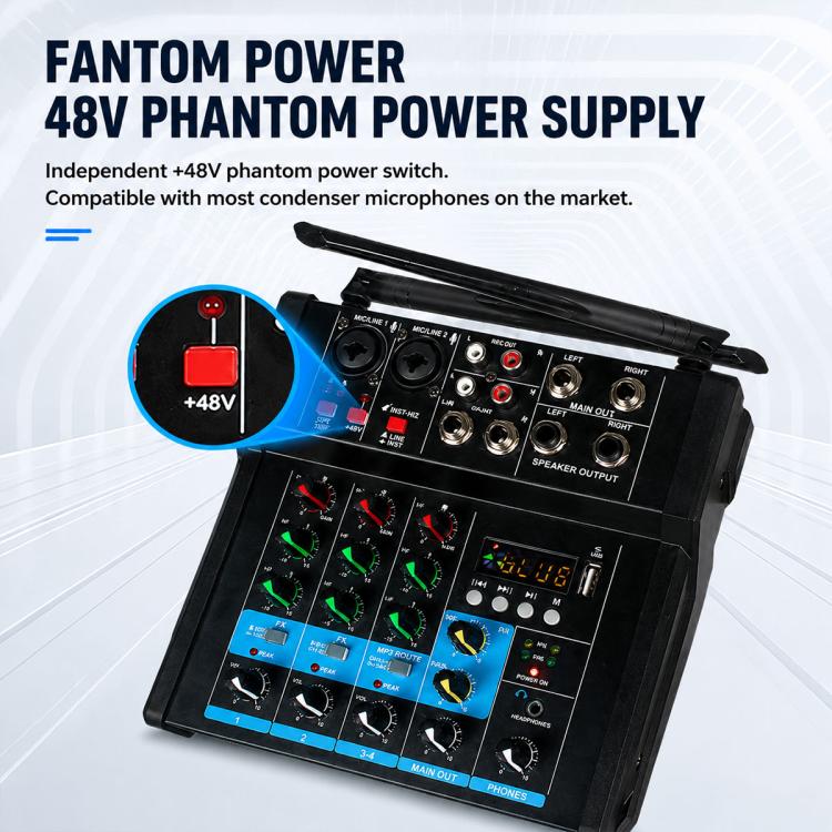 G4A 4-Channel Multi-function Professional Bluetooth Mixer, EU Plug, UK Plug, US Plug