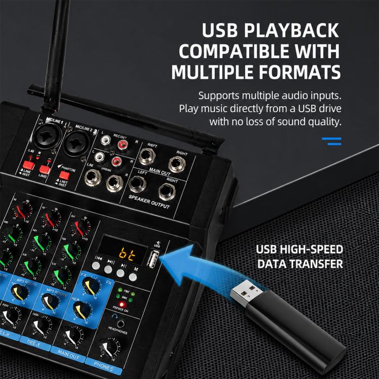 G4A 4-Channel Multi-function Professional Bluetooth Mixer, EU Plug, UK Plug, US Plug