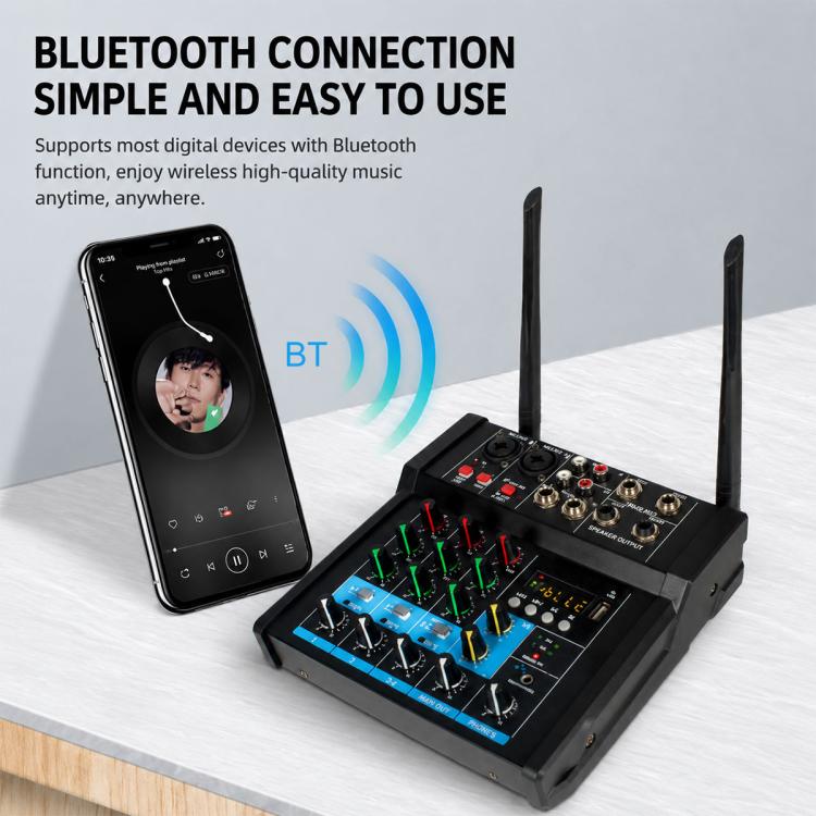G4B 4-Channel Multi-function Professional Bluetooth Mixer with Amplifier, EU Plug, UK Plug, US Plug