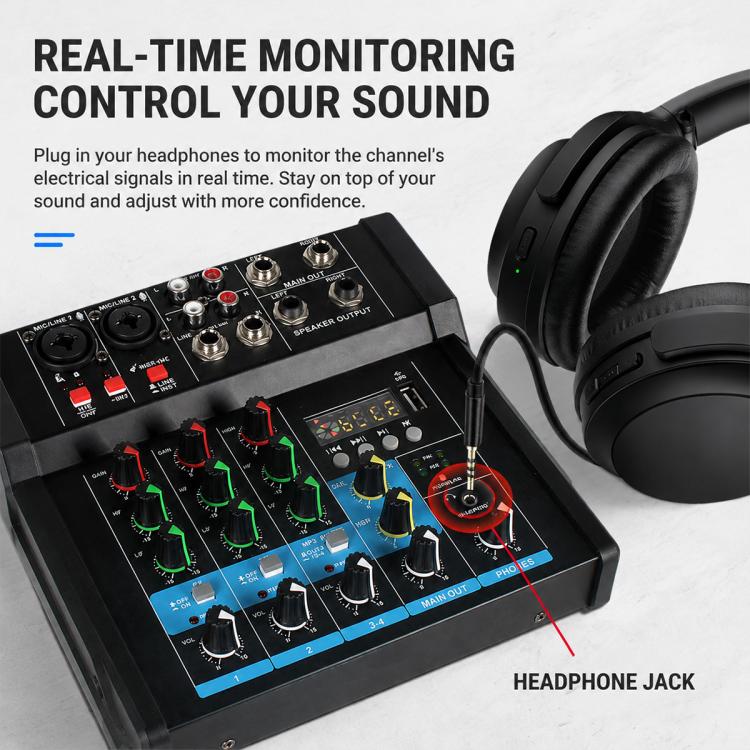 G4B 4-Channel Multi-function Professional Bluetooth Mixer with Amplifier, EU Plug, UK Plug, US Plug