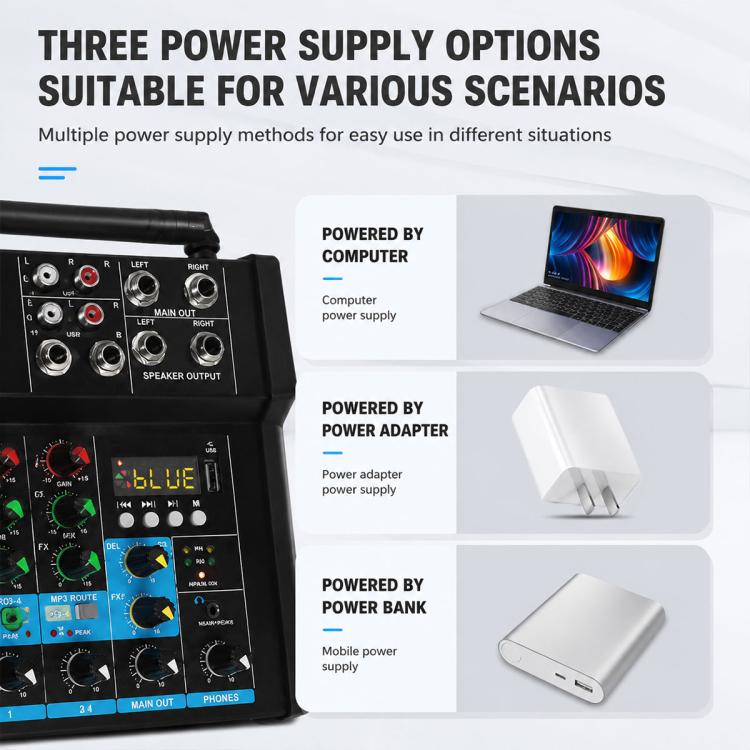 G4B 4-Channel Multi-function Professional Bluetooth Mixer with Amplifier, EU Plug, UK Plug, US Plug