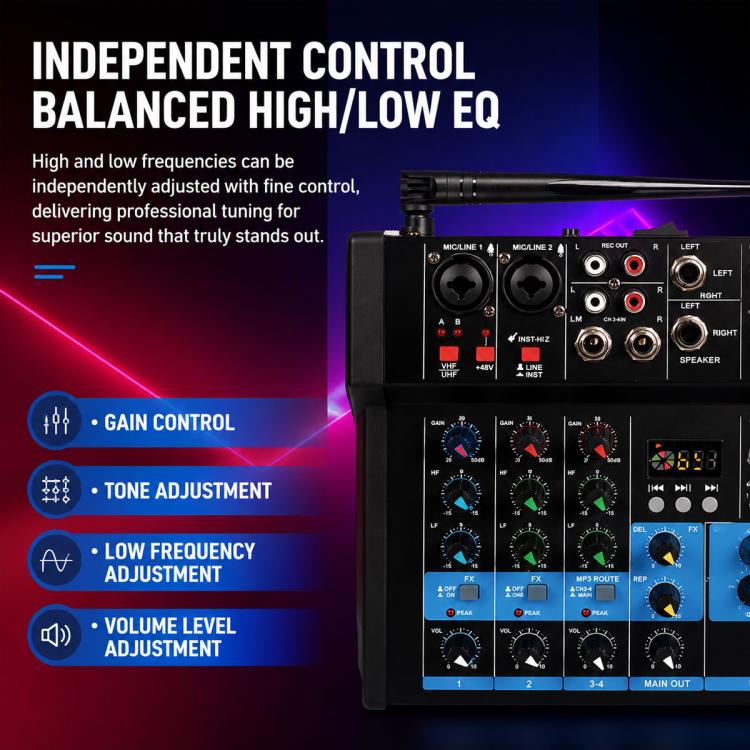 G4B 4-Channel Multi-function Professional Bluetooth Mixer with Amplifier, EU Plug, UK Plug, US Plug